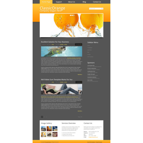 Классический корпоративный сайт в оранжевом цвете