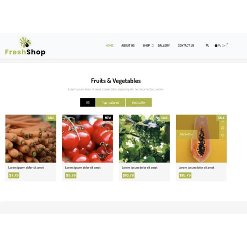 Быстрый готовый HTML CSS шаблон интернет-магазина фермерских продуктов FreshShop 2023